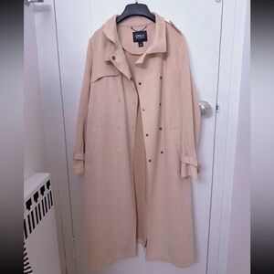 ONLY Classic Vegan Suede Pink Trench Coat